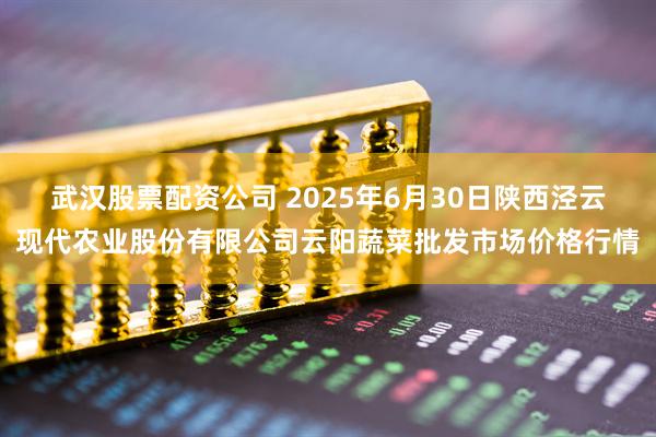 武汉股票配资公司 2025年6月30日陕西泾云现代农业股份有限公司云阳蔬菜批发市场价格行情